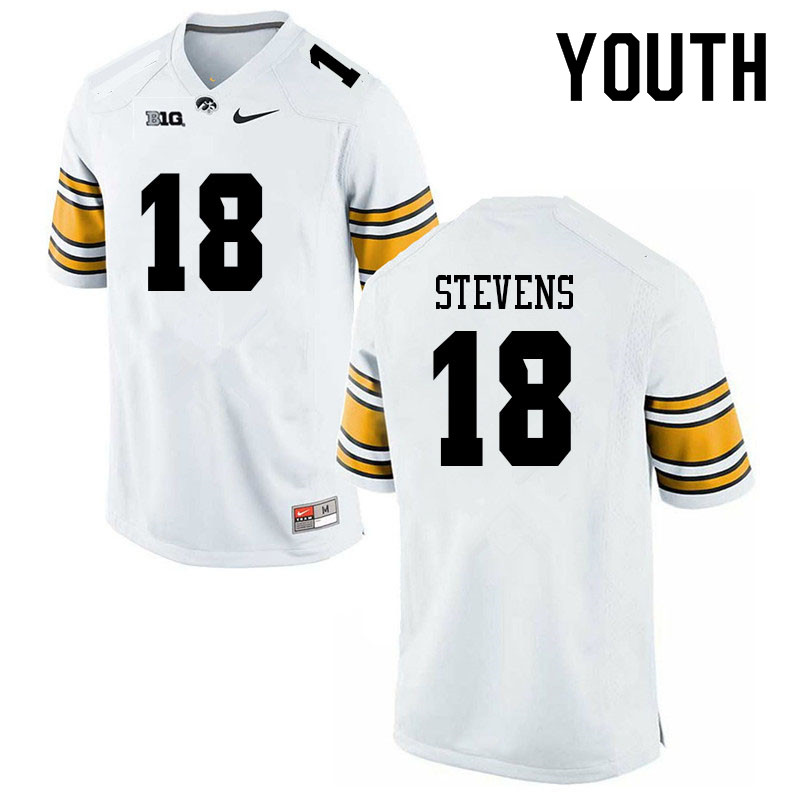 Youth #18 Drew Stevens Iowa Hawkeyes College Football Jerseys Sale-White - Click Image to Close